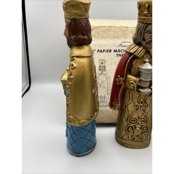 Vintage Creations by Manor House 11" Papier Mache Candle Holders Three Kings 3 - Picture 3 of 16